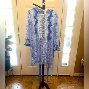 Oscar DEL LA RENTA PINK LABEL  BLUE & WHITE DUSTER